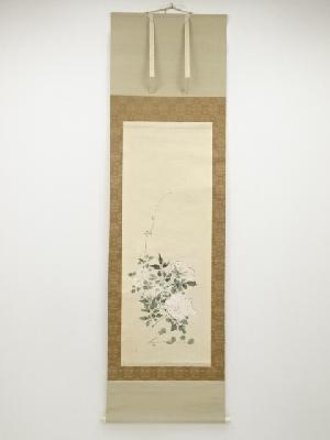 渡辺清筆　花図　肉筆紙本掛軸（保護箱）□z